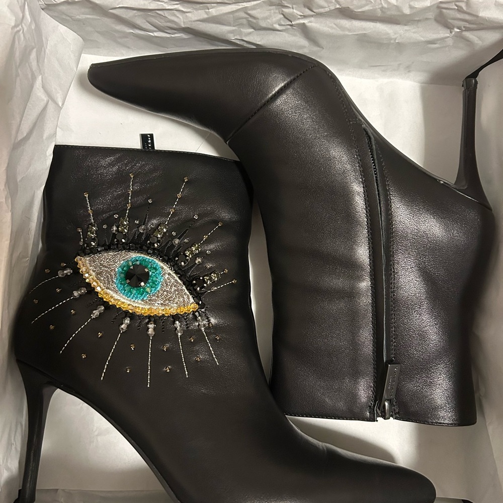 Kurt Geiger Black Heeled Boots with Eye Detail